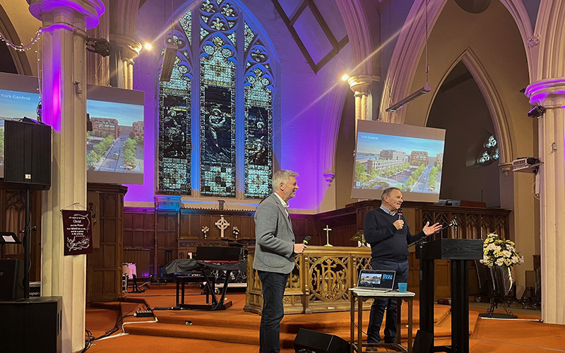 Image of speakers at public meeting in York